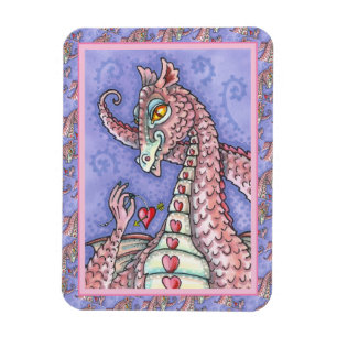 MAGNET FLEXIBLE COEUR SUR UNE CHAÎNE DRAGON ROSE VALENTINE, IMAGIN