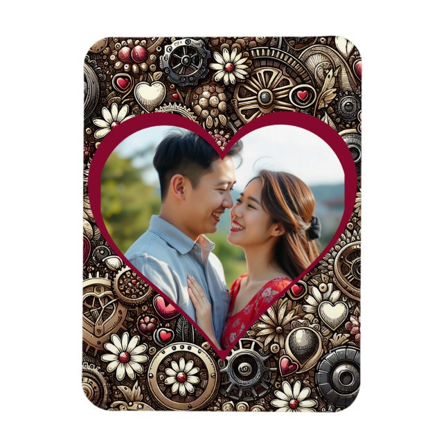Magnet Flexible Coeurs Steampunk personnalisés Saint Valentin (Vertical)
