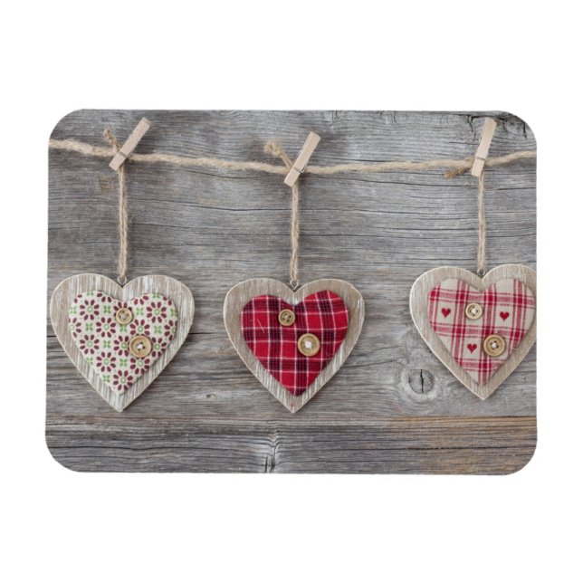 Magnet Flexible Coeurs sur une table en bois (Horizontal)