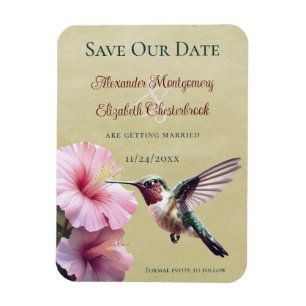 Magnet Flexible Colibri et Hibiscus   Jaune Enregistrer la date