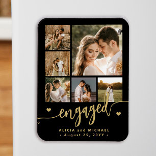 Magnet Flexible collage de 6 photos écriture moderne couple fiancé