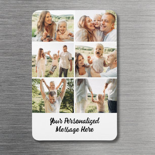 Magnet Flexible Collage de 6 photos personnalisé avec message text