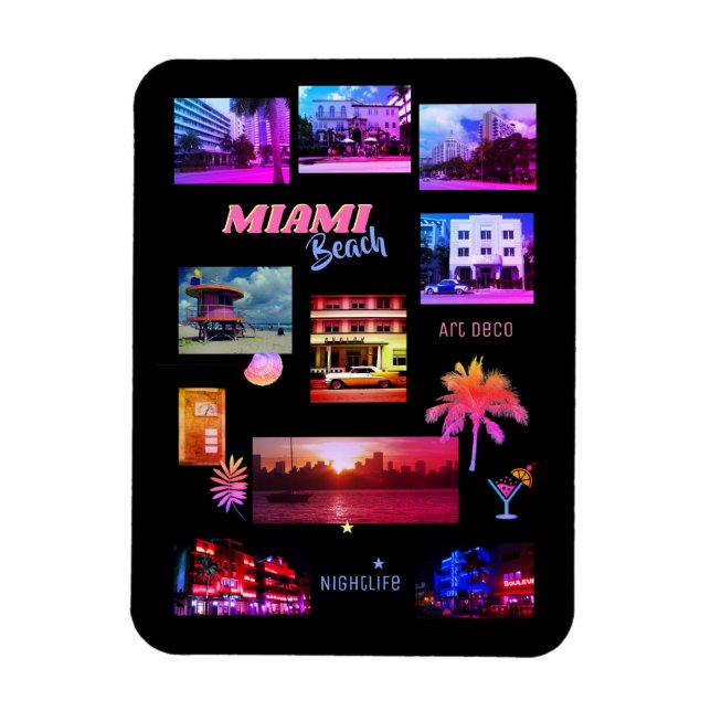 Magnet Flexible Collage de Miami Beach (Vertical)