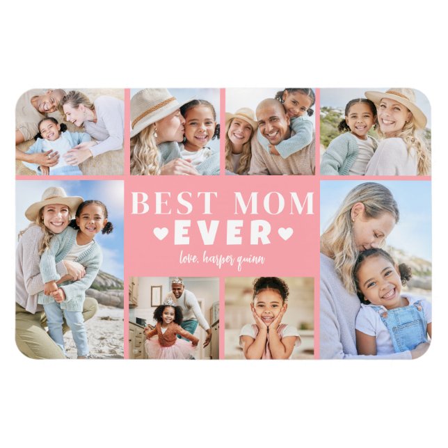 Magnet Flexible Collage de photos de maman rose (Horizontal)