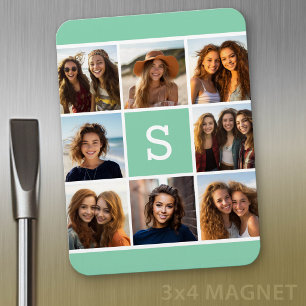 Magnet Flexible Collage de photos Monogramme personnalisé vert men