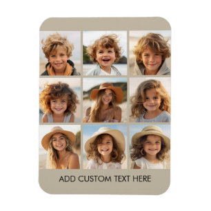 Magnet Flexible Collage photo avec 9 photos carrées - Taupe