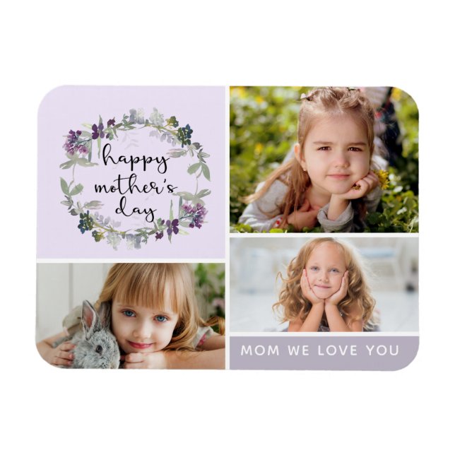Magnet Flexible Collage photo de la Fête des mères florales (Horizontal)