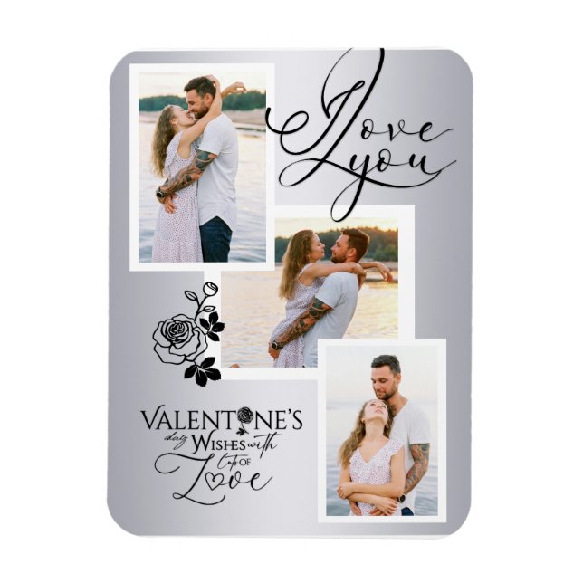 Magnet Flexible Collage photo élégant de la Saint-Valentin (Vertical)