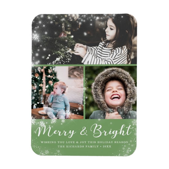 Magnet Flexible Collage photo Joyeux et brillant Script superposit (Vertical)