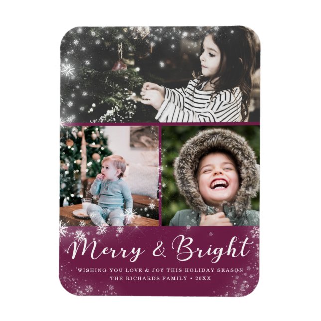 Magnet Flexible Collage photo Joyeux et brillant Script superposit (Vertical)