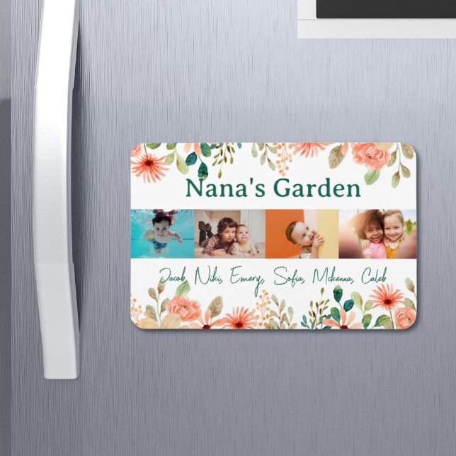 Magnet Flexible Collage photo personnalisé Jardin de Nana Grandma (Personalized Photo Collage Nana Grandma's Garden Magnet)