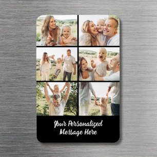 Magnet Flexible Collage photo personnalisé noir 6 Texte Message Mo