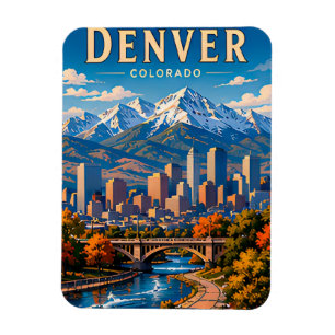 Magnet Flexible 🌄 Collection de la ville de montagne de Denver Co