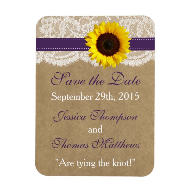 Magnet Flexible Collection Kraft, dentelle et tournesol - violet (Vertical)