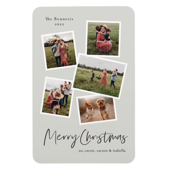 Magnet Flexible Collection photo moderne Joyeux Noël Carte de vaca (Vertical)