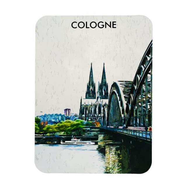 Magnet Flexible Cologne Allemagne Panorama Vue Peinture (Vertical)