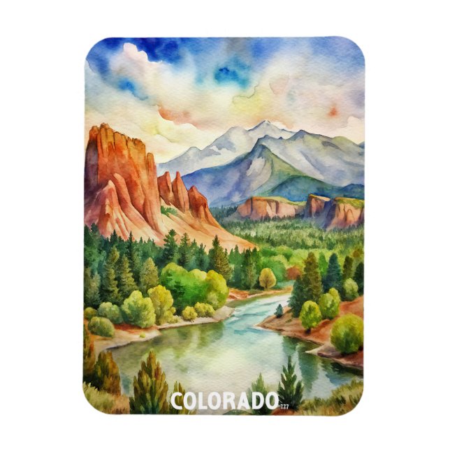 Magnet Flexible Colorado Mountains aquarelle peinture (Vertical)