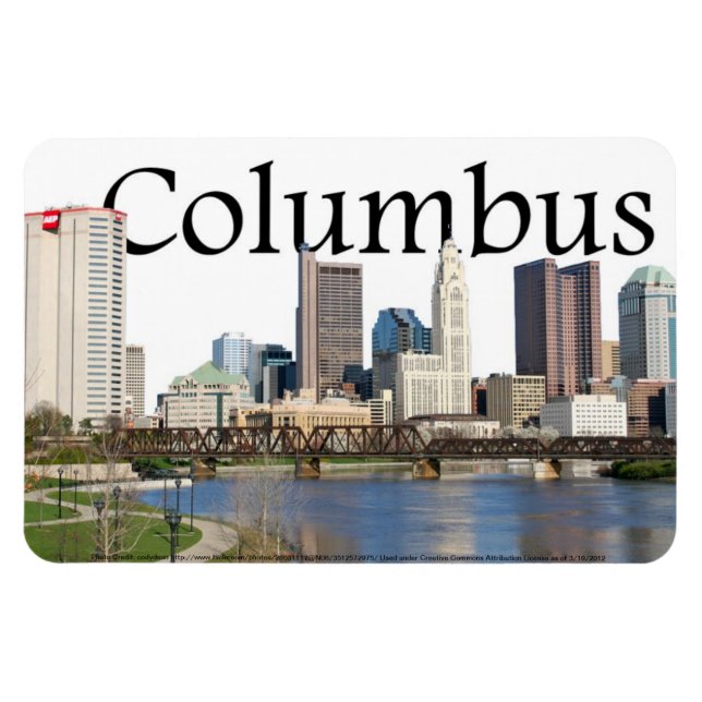 Magnet Flexible Columbus Ohio skyline avec Columbus dans le ciel (Horizontal)