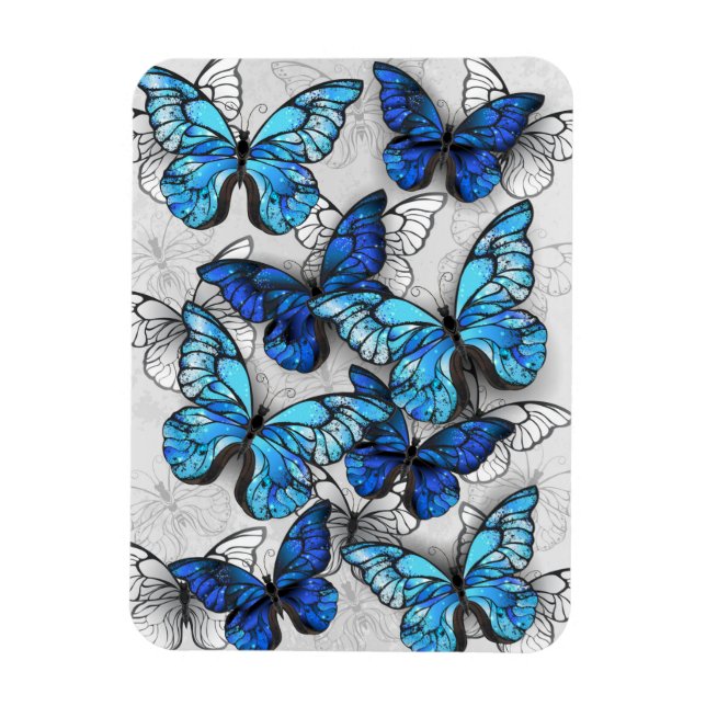 Magnet Flexible Composition des White and Blue Butterflies (Vertical)