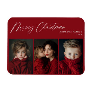 Magnet Flexible Conception de vacances de Noël photo Trois Rouge