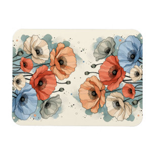 Magnet Flexible Conception élégante de fleurs bleues et de pêches