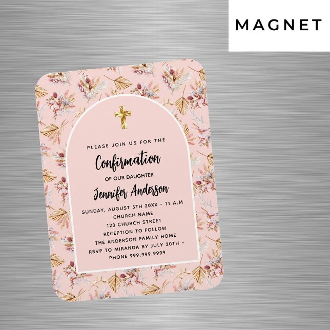 Magnet Flexible Confirmation pampas rose floral or invitation (Créateur téléchargé)