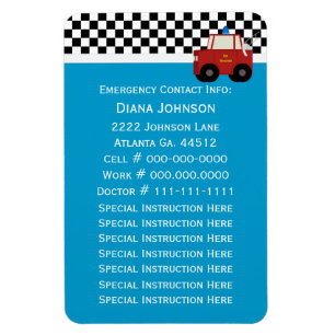 Magnet Flexible Contact d'urgence : Camion à feu