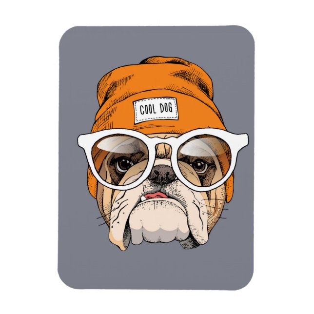 Magnet Flexible Cool Hipster Bulldog (Vertical)