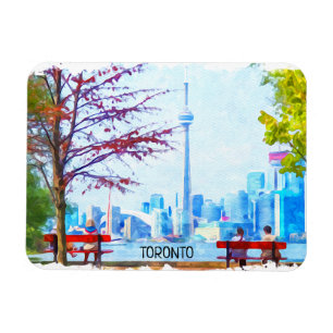 Magnet Flexible Cool Toronto Ontario Panorama Cityscape Aquarelle