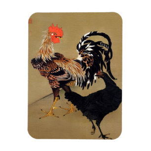 Magnet Flexible Coq et Poule par Ito Jakuchu
