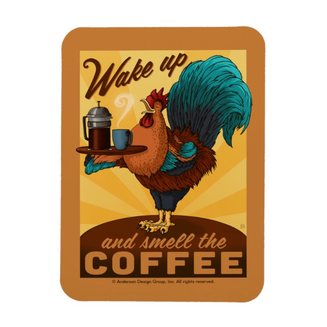 Magnet Flexible Coq - Réveillez-vous et sentez le café (Vertical)