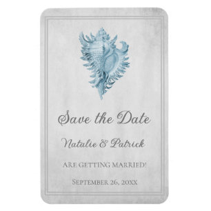 Magnet Flexible Coque conch bleu Enregistrer l'aimant date