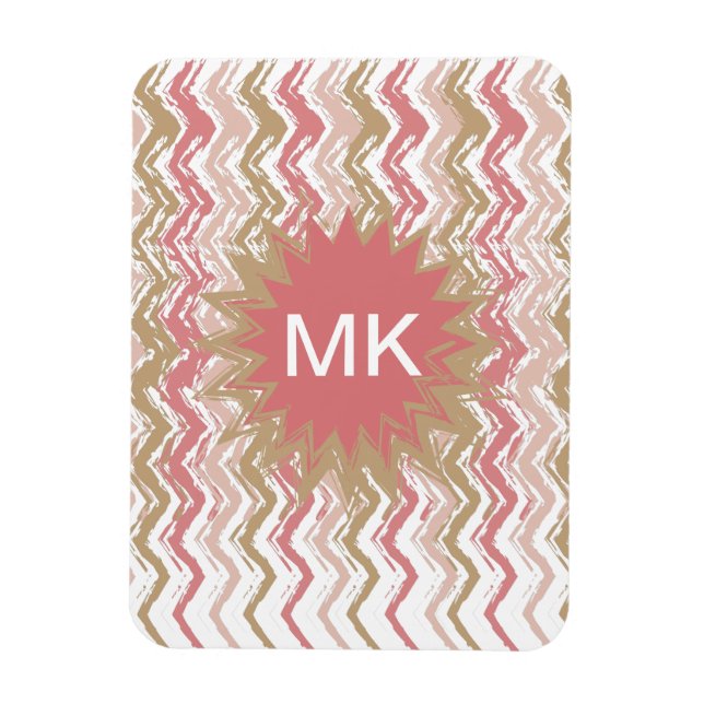 Magnet Flexible Coral Spice Scribble ZigZag Chevron Motif (Vertical)