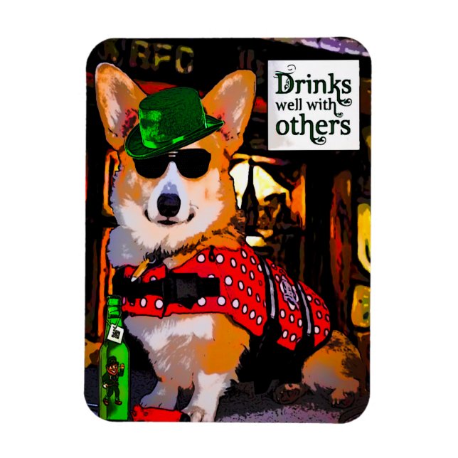 Magnet Flexible Corgi de la Saint Patrick (Vertical)