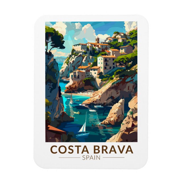 Magnet Flexible Costa Brava Espagne Catalogne Voyage Art Vintage (Vertical)