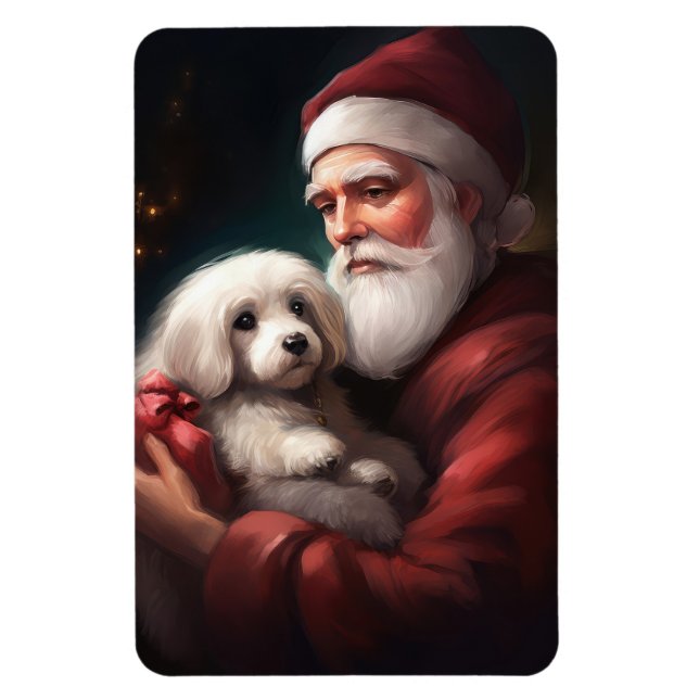 Magnet Flexible Coton De Tulear Avec Noël Du Père Noël (Vertical)