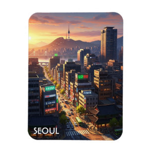 Magnet Flexible Coucher de soleil à Séoul Corée du Sud