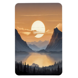 Magnet Flexible Coucher de soleil doré sur Majestic Mountain Paysa