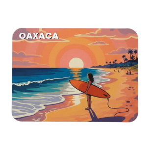Magnet Flexible Coucher de soleil pour surfeur moderne Oaxaca Mexi