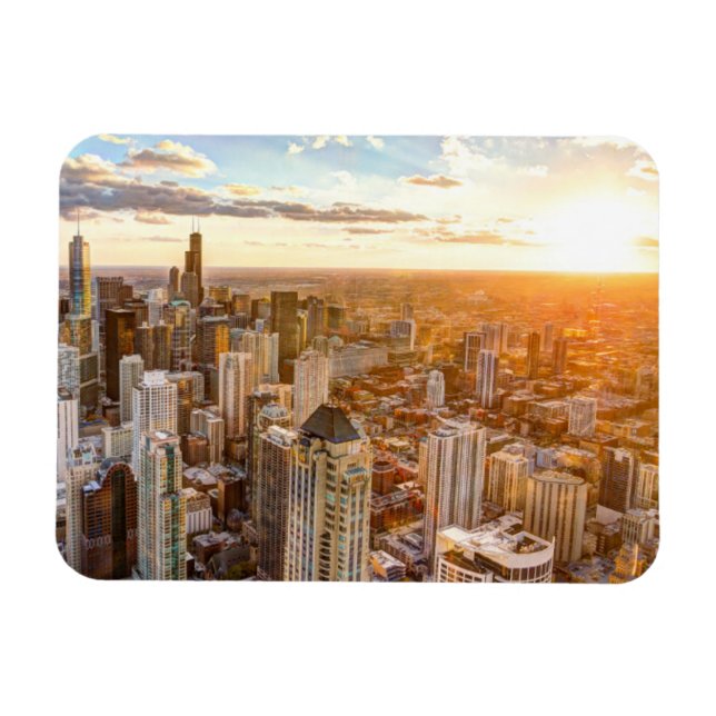 Magnet Flexible Coucher De Soleil Sur Chicago (Horizontal)