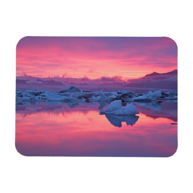 Magnet Flexible Coucher de soleil sur la lagune du glacier Jokulsa (Horizontal)