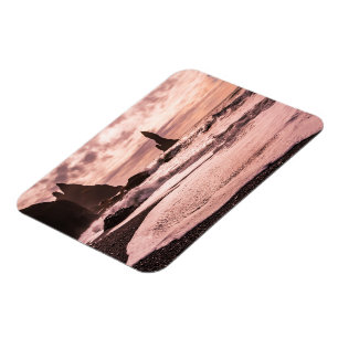 Magnet Flexible Coucher de soleil sur la plage de sable noir de Re