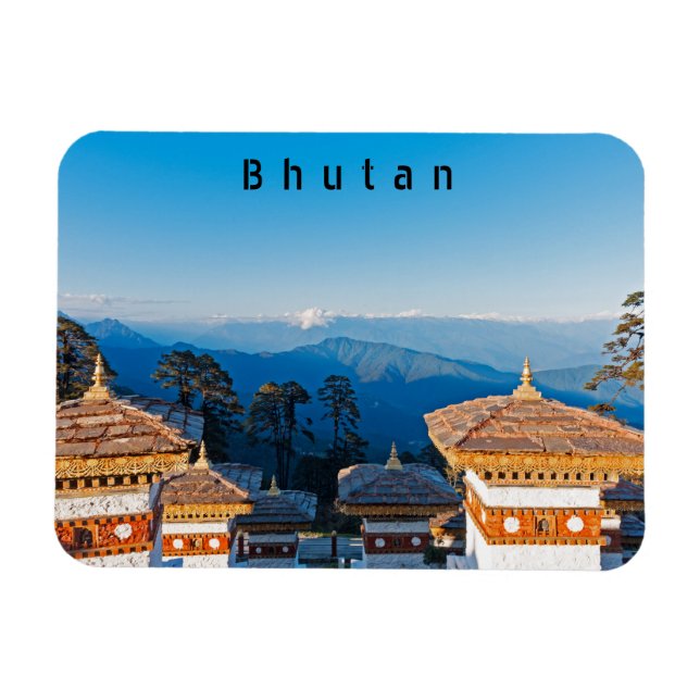 Magnet Flexible Coucher de soleil sur le col de Dochula - Bhoutan, (Horizontal)