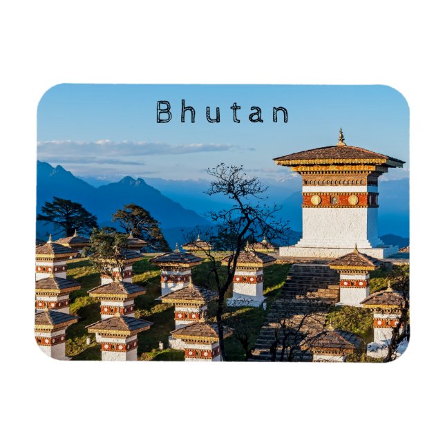 Magnet Flexible Coucher de soleil sur le col de Dochula - Bhoutan, (Horizontal)