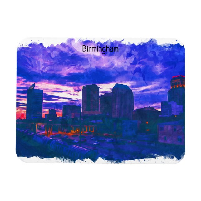 Magnet Flexible Couleur couleur Birmingham UK aquarelle Vue (Horizontal)