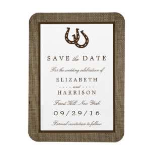 Magnet Flexible Country Rustic Horseshoe Sur Burlap Enregistrer La