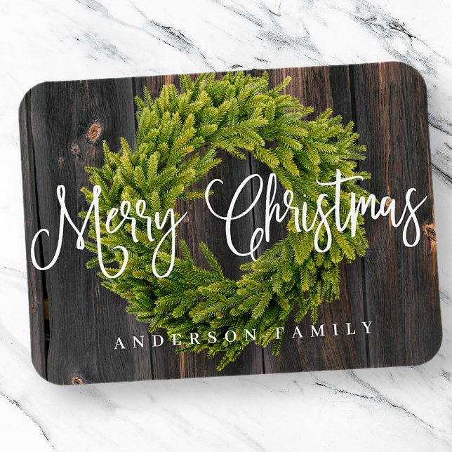 Magnet Flexible Country Rustic Wood Merry Christmas Greeting (Créateur téléchargé)