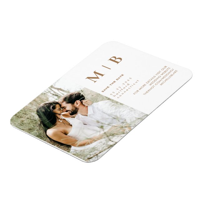 Magnet Flexible Couple Photo Monogram Gold & White Enregistrer la  (Côté Gauche)