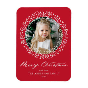 Magnet Flexible Couronne de flocon de neige élégante Photo rouge