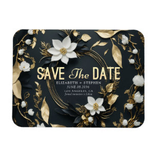 Magnet Flexible Couronne florale blanche et or Mariage Économisez 